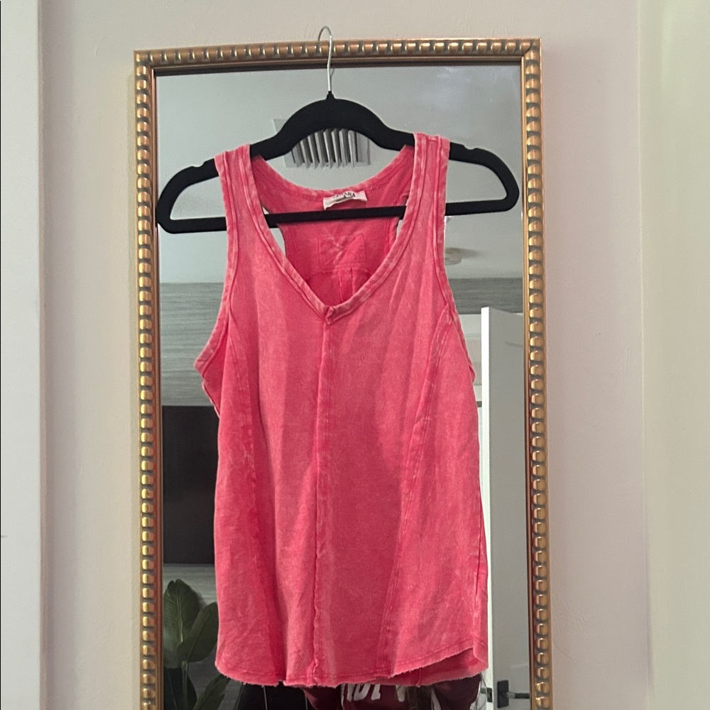 Zenana Mineral Wash Pink Tank Top 🤩